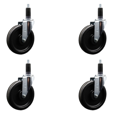 Service Caster 6'' Phenolic Wheel Swivel 1-1/8'' Expanding Stem Caster Set, 4PK SCC-EX20S615-PHS-118-4